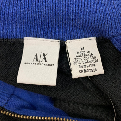 ARMANI COLLEZIONI Size M Black Blue Cotton Cashmere Sweater