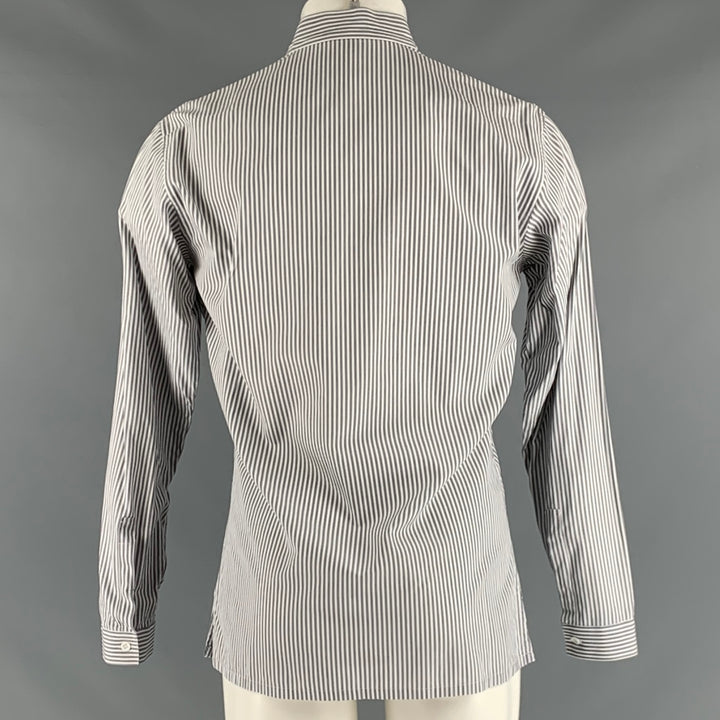 CHRISTIAN DIOR Size M Grey White Stripe Long Sleeve Shirt