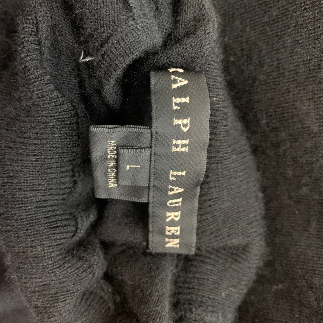 RALPH LAUREN Black Label Size L Black Cashmere / Polyester Turtleneck Pullover