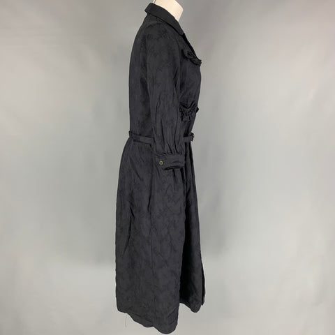 COMME des GARCONS Vestido con cinturón de poliéster floral jacquard azul marino talla M