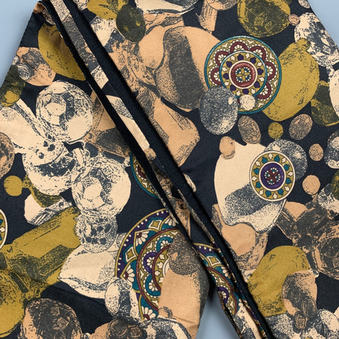 BROOKS BROTHERS Black& Taupe Abstract Silk / Wool Reversible Scarf