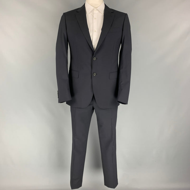 LANVIN Size 42 Regular Midnight Blue Wool Notch Lapel Suit