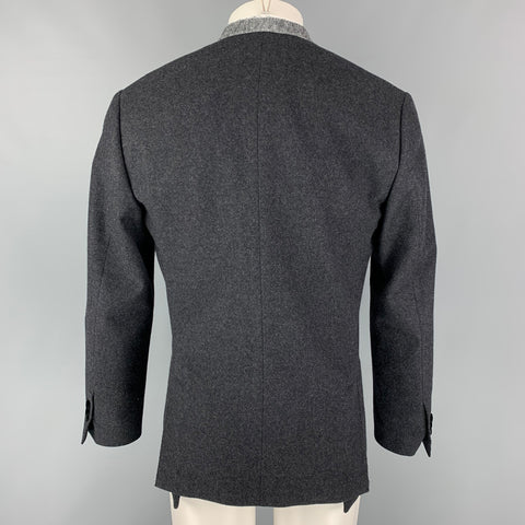 DOLCE & GABBANA Size 36 Charcoal & Black Wool Blend Sport Coat