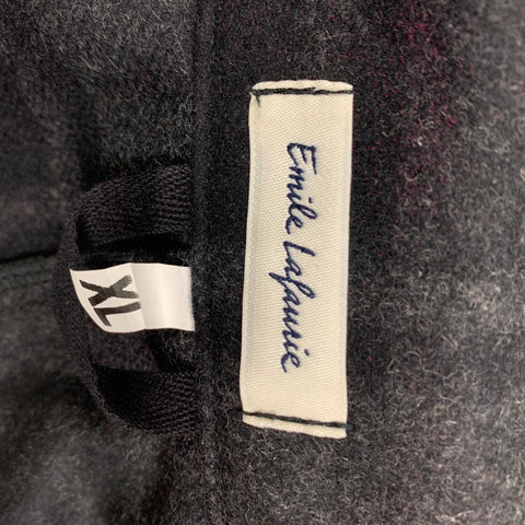 EMILE LAFAURIE Talla XL Chaqueta de poliamida de lana a cuadros gris negro