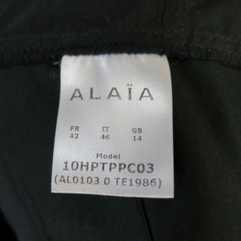 ALAIA Talla US 10 Vestido camisero con cuello y falda en la espalda de algodón negro