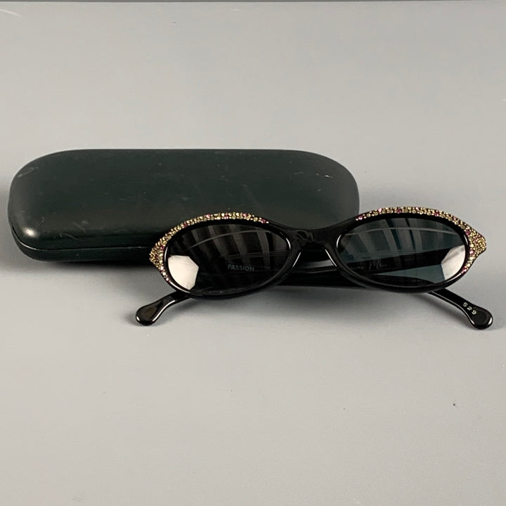 FRANCIS KLEIN Black Acetate Rhinestones Sunglasses