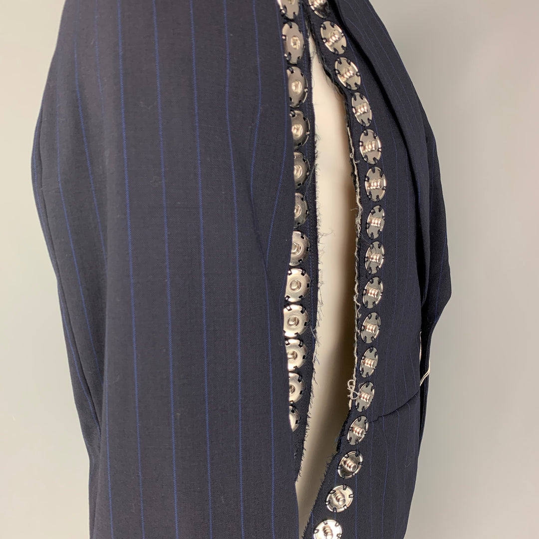 COMME des GARCONS HOMME PLUS Size M Navy Blue Stripe Wool Jacket