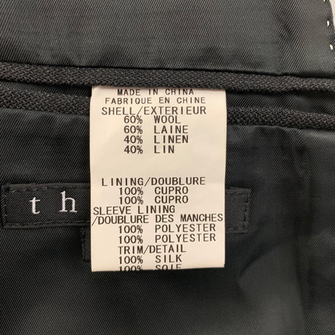 THEORY Size 44 Black Wool / Linen Shawl Collar Sport Coat
