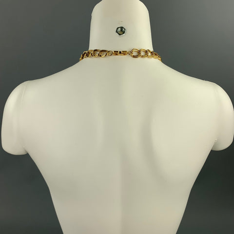 GIVENCHY Gold Tone Chain Link Stone Metal Necklace