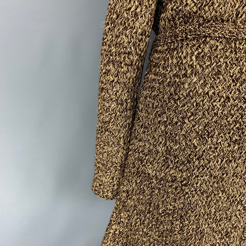 RALPH LAUREN Etiqueta morada Talla M Abrigo frontal abierto en mezcla de cachemira marrón dorado