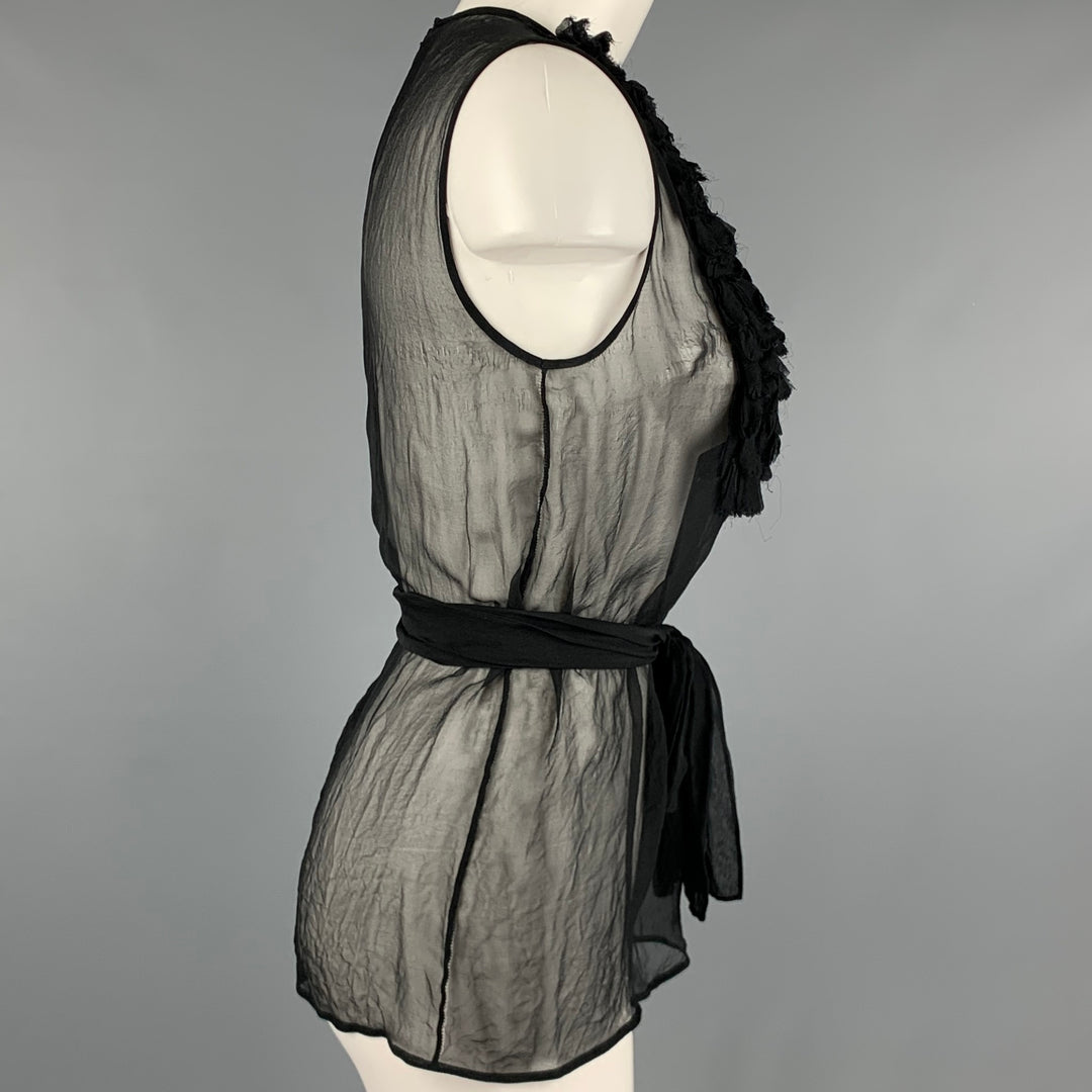 DSQUARED2 Size 4 Black Ruffled Sleeveless Dress Top