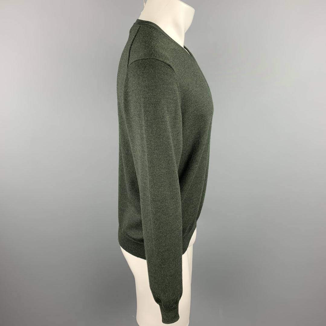 BROOKS BROTHERS Size S Forest Green Wool Blend V-Neck Pullover