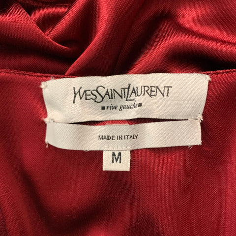 YVES SAINT LAURENT RIVE GAUCHE Size M Burgundy Viscose Solid Cap Sleeves Dress Top