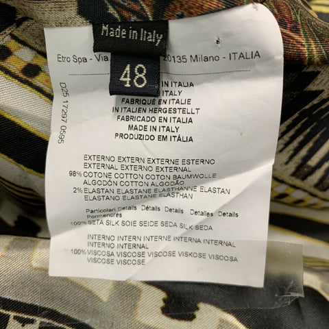 ETRO Size 12 Black Cotton Elastane Velvet Jacket