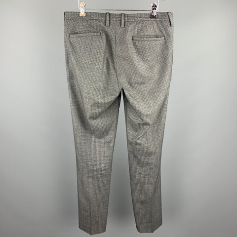 PAUL SMITH Size 32 Gray Grid Wool Zip Fly Casual Pants