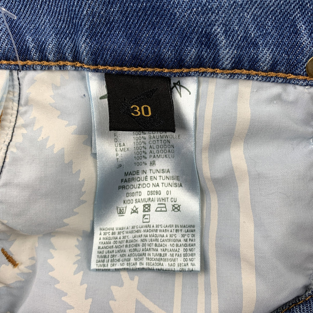 VIVIENNE WESTWOOD Size 30 Indigo Color Block Denim Button Fly Jeans