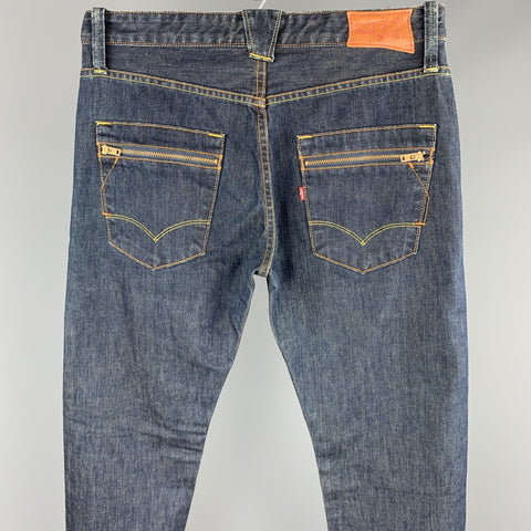 LEVI'S Size 32 Indigo Contrast Stitch Denim Zip Fly Jeans