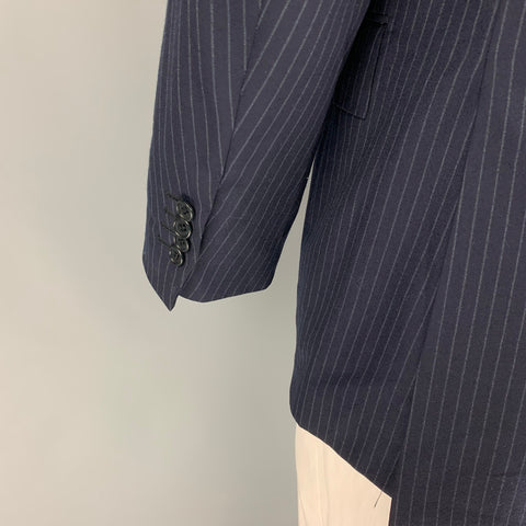 KITON for NEIMAN MARCUS Size 42 Navy White Pinstripe Wool Sport Coat