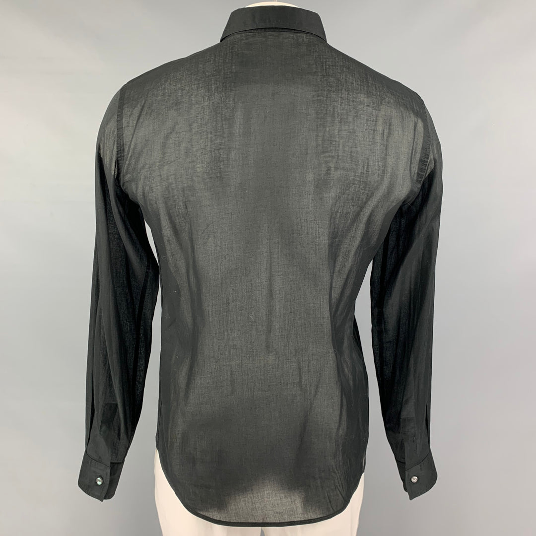 CoSTUME NATIONAL Size L Black See-Through Cotton Button Up Long Sleeve Shirt