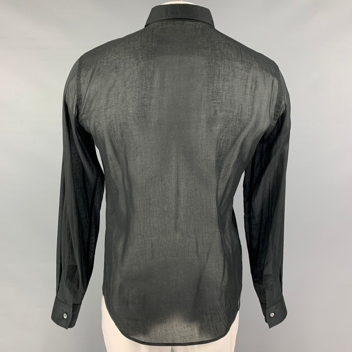 CoSTUME NATIONAL Size L Black See-Through Cotton Button Up Long Sleeve Shirt