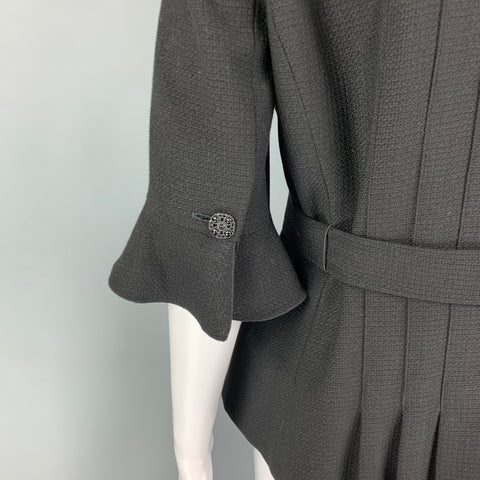 CHANEL Size 8 Black Wool Blend Textured Short Sleeve Jacket