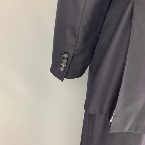 KITON Size 46 Navy Wool Single Breasted Notch Lapel Suit