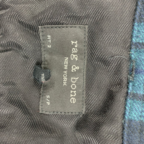 RAG & BONE Size S Navy Green Plaid Cotton Polyamide Long Sleeve Shirt