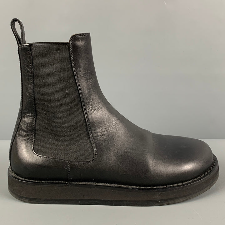 THE ROW Size 7.5 Black Leather Mixed Materials Chelsea Boots
