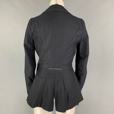 NIGEL PRESTON Size M Navy Wool Cotton Contrast Stitch Jacket Blazer