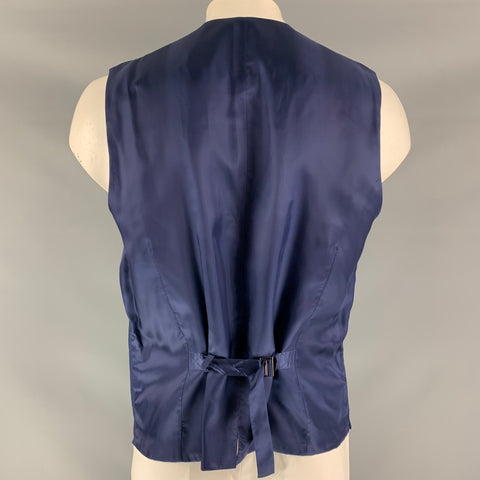 DOLCE & GABBANA Size 46 Blue Solid Wool &  Mohair Buttoned Vest