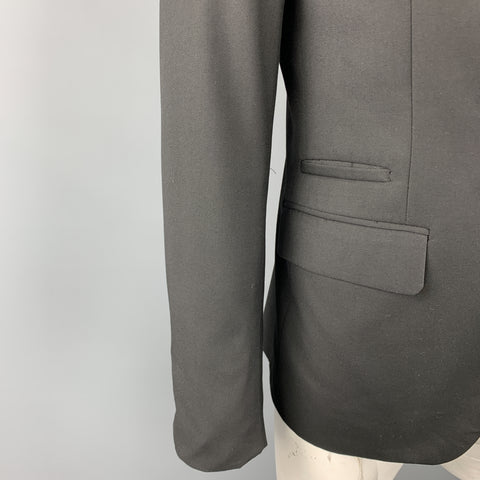 BEN SHERMAN Size L Black Solid Polyester Blend Peak Lapel Sport Coat