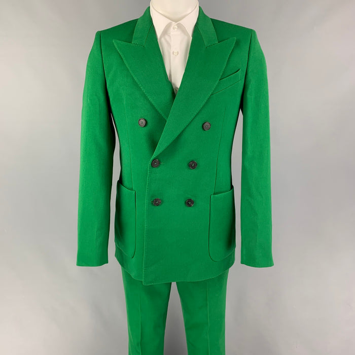 GIVENCHY Pre-Spring 2020 Size 38 Green Polyester Wool Double Breasted Suit