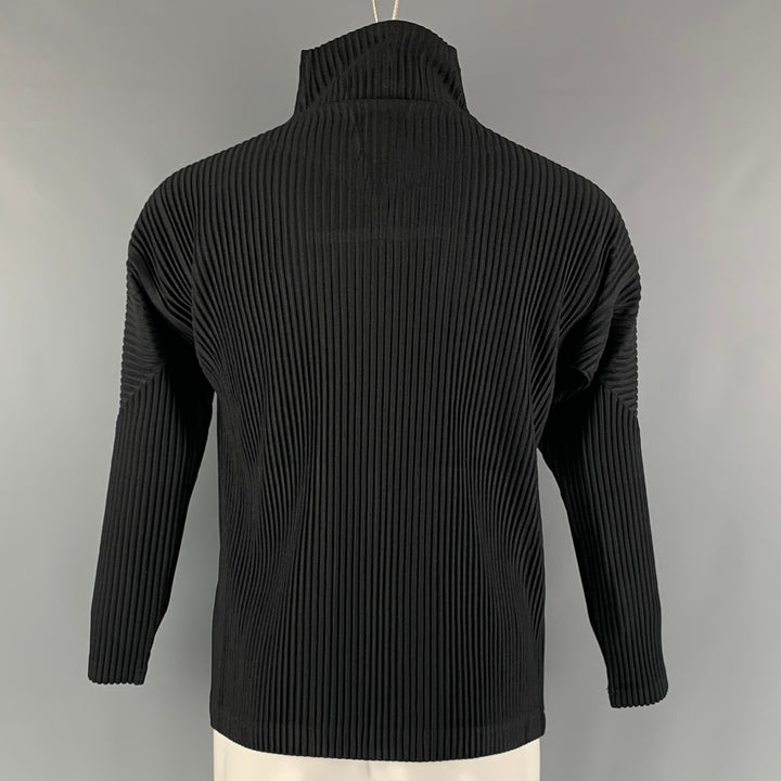 ISSEY MIYAKE Size S Black Pleated Polyester Zip Up Jacket