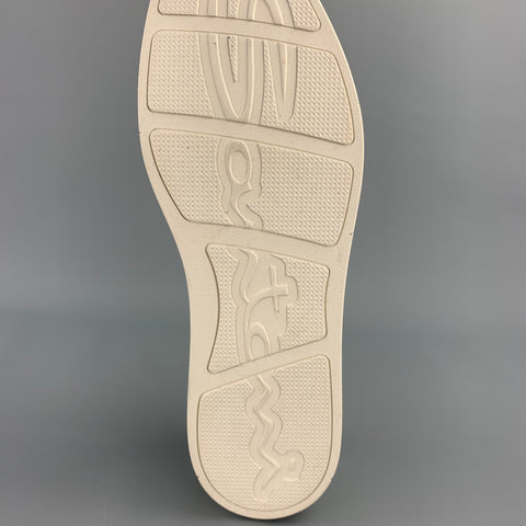 SANTONI Size 12 White Leather Rubber Sole Lace Up Sneakers