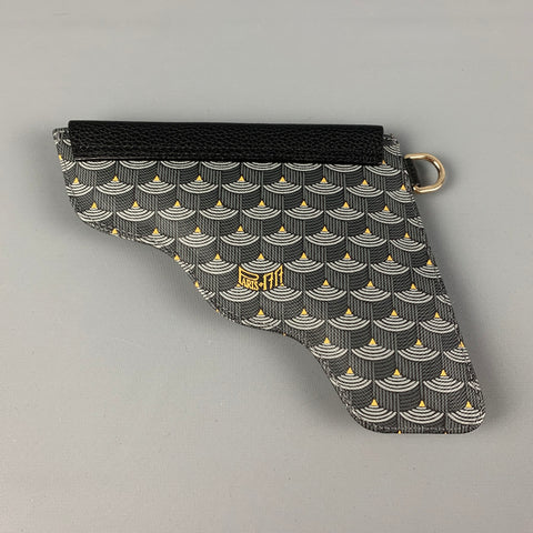 FAURE' LE PAGE Grey Black Coated Canvas Wristlet Bag