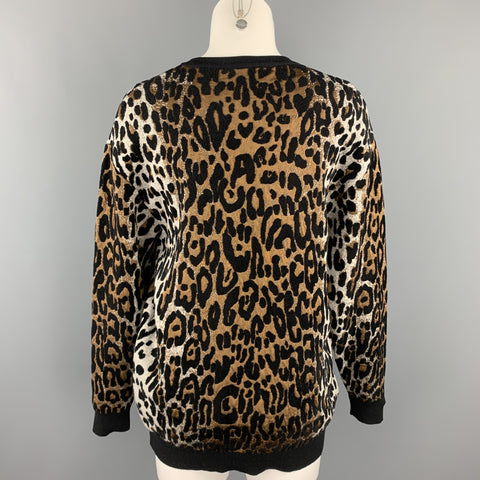 STELLA McCARTNEY Size S Black & Tan Leopard Viscose Blend Pullover