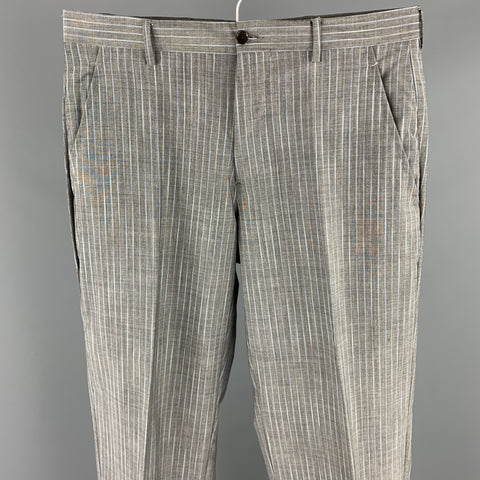 ETRO Talla 38 Traje regular de solapa de muesca de lana / mohair a rayas grises