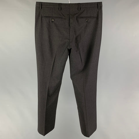 BURBERRY LONDON Size 34 Charcoal Virgin Wool Flat Front Dress Pants