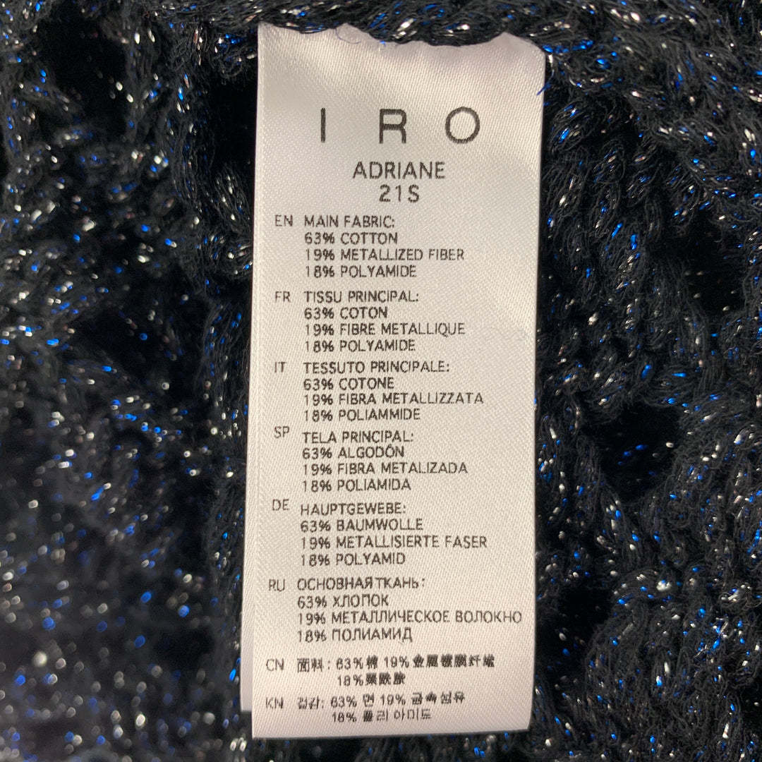 IRO Size M Black Blue Silver Knitted Cotton Blend Mock Neck Vest