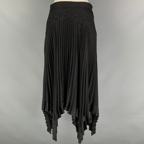 ZIMMERMANN Size 2 Black Viscose Polyester Dots Asymmetrical Skirt