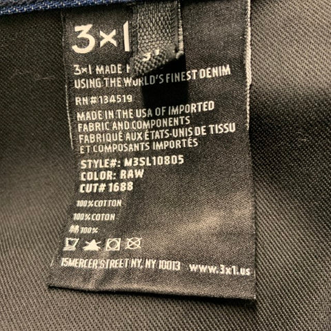 3 X 1 Size 31 Blue Cotton Button Fly Jeans