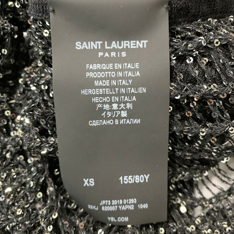 SAINT LAURENT Taille XS Débardeur tricoté en mélange de polyester Noir Haut décontracté