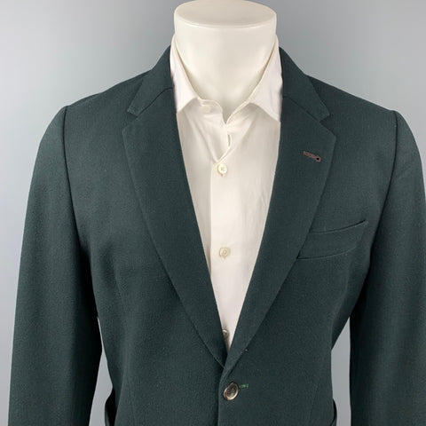 PAUL SMITH Talla 42 Abrigo deportivo con solapa de muesca de lana verde bosque