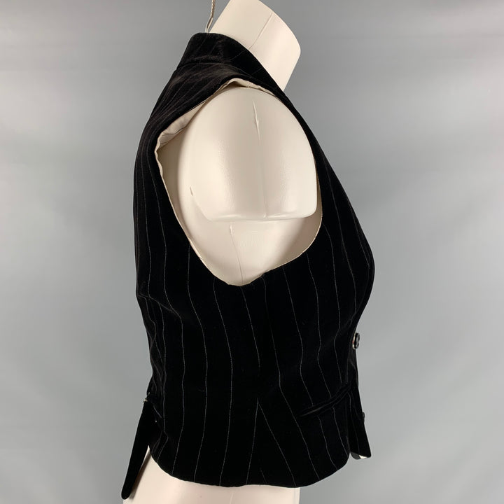 GIORGIO ARMANI Size 4 Black Viscose &  Silk Stripe Double Breasted Vest
