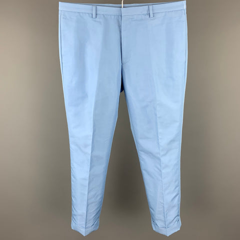 CALVIN KLEIN COLLECTION Size 32 Light Blue Shimmery Cotton / Nylon Dress Pants