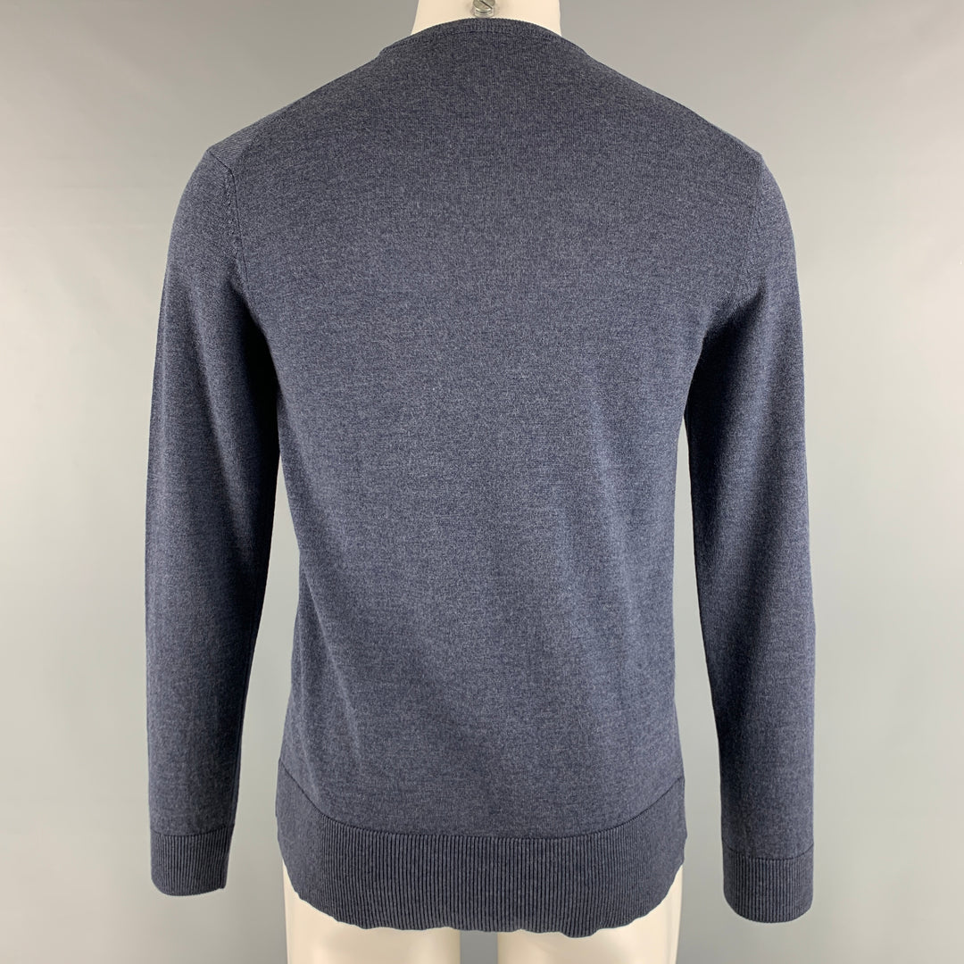 EMPORIO ARMANI Talla S Jersey con cuello redondo en mezcla de lana y bloques de color gris carbón