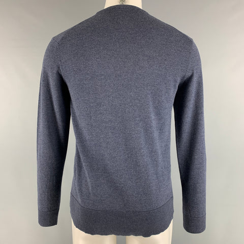 EMPORIO ARMANI Size S Charcoal Grey Color Block Wool Blend Crew-Neck Pullover