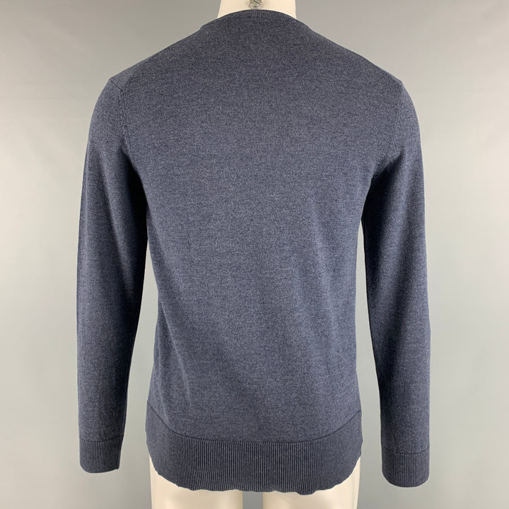 EMPORIO ARMANI Talla S Jersey con cuello redondo en mezcla de lana y bloques de color gris carbón
