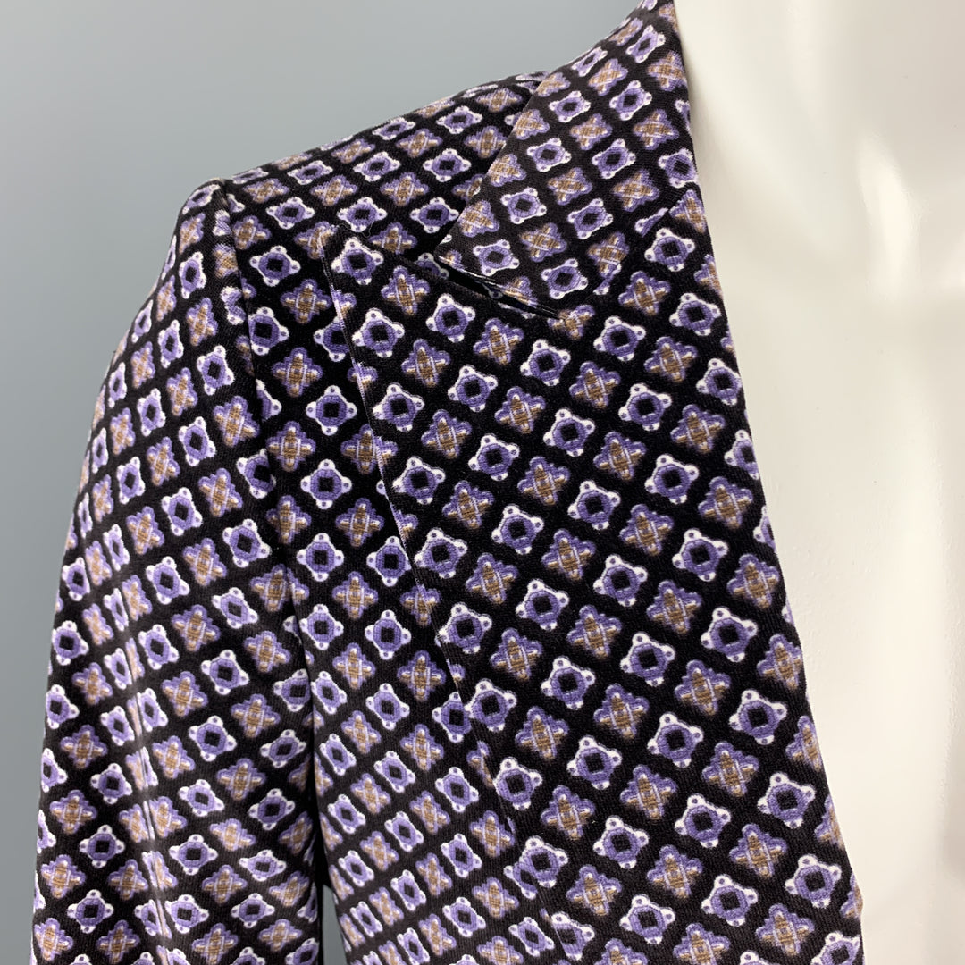 MICHAEL KORS Taille 40 Manteau de sport à revers en coton imprimé violet et noir