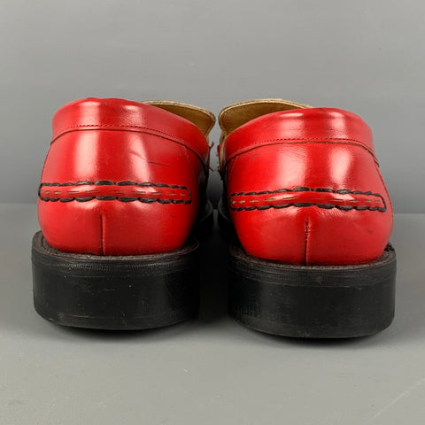 JOHN FLUEVOG Size 10 Red Leather Horsebit Loafers